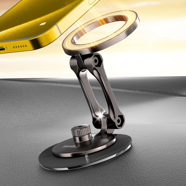 Soporte para teléfono de coche Smolink Tesla, totalmente metálico, magnético, beige