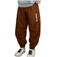 thumbnail image 2 of Juslio Boys Pants Loose Comfortable Mid Size Leg Tied Sports Brown, 2 of 3