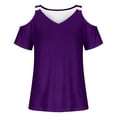 thumbnail image 4 of gakvbuo Cold Shoulder Tops For Women Summer Blouses Tunics Tops Women Summer Sexy T- Shirt Cold Shoulder Pullover Blouse V-Neck Short Sleeve Solid Tops, 4 of 6