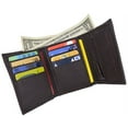 thumbnail image 2 of Lambskin Leather Men's Trifold Outside ID Credit Card Holder W/Zipper Pocket Wallet (Brown), 2 of 6