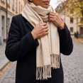 thumbnail image 6 of Lumtrix Womens Scarf Oversized Solid Color Tassel Shawl Wrap Warm 70.87 Inch Long Scarf Beige One Size, 6 of 9