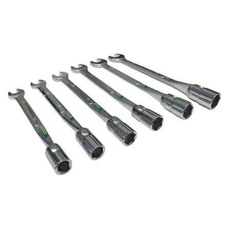 Flex Socket (6pc) 6 Point Wrench Set With Flexible Heads and Open Ends