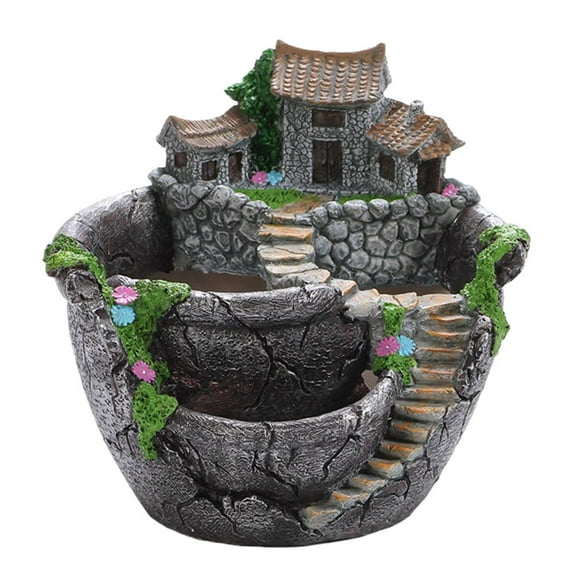 CARRFA 2025 Creative Fairy Garden Planter Plants Pot, Flowers Succulent Plants Fairy House Pot Holders Hanging Garden Design with Sweet House