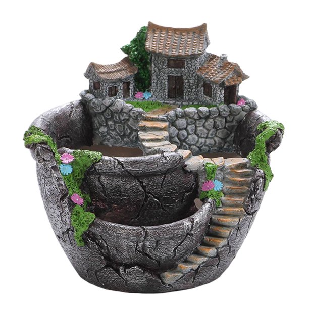 Suculento Pot Bonsai Container Multifunción para Micro Paisaje (plata)