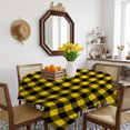thumbnail image 3 of Black Yellow Plaid Table Cloth Waterproof Tablecloths, Retro Country Buffalo Check Gingham Tablecloth Dining Table Cover for Kitchen Party Tabletop Outdoor, Square Tablecloth 54x54 Inch, 3 of 9