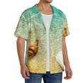 thumbnail image 2 of Gukieu Starfish And Seashell On The Beach Print Men's Short-sleeved Shirts, Button-down Pocket Shirts, T-shirts, Beach Vacation Travel Summer Clothing-Large, 2 of 5