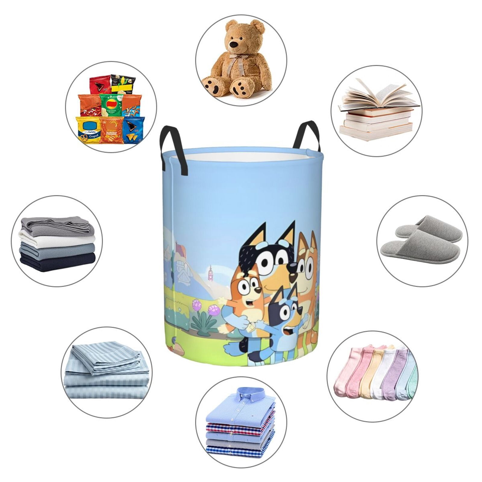 Johaoi Bluey Pattern Round Large Laundry Basket -Storage Basket - Toy Storage Basket, Perfect as Hamper, Kids Room Storage, and Toy Containment-
