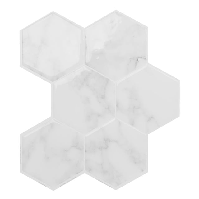 Azulejo adhesivo para pared Smart Tiles, vinilo esmaltado blanco, 4 piezas x 6