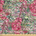 thumbnail image 2 of Ambesonne Floral Fabric by the Yard Upholstery, Flower Leaf Ink Repeating, 5 Yards, Dark Coral and Slate Blue, 2 of 5