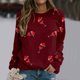 thumbnail image 4 of Gibobby Sudadera de Navidad para mujer Blusa de manga larga con cuello en O para mujer, para uso diario, en casa, al libre, con estampado navideño(Vino,G), 4 of 5