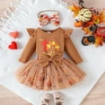 thumbnail image 2 of Gaexia Baby Girl Sets 6-9 Months Baby Girl Thanksgiving Outfit Bodysuit+Tutu Skirt+Headband Clothes Set Christmas Clothes,Z16-Brown,3-6 Months, 2 of 8