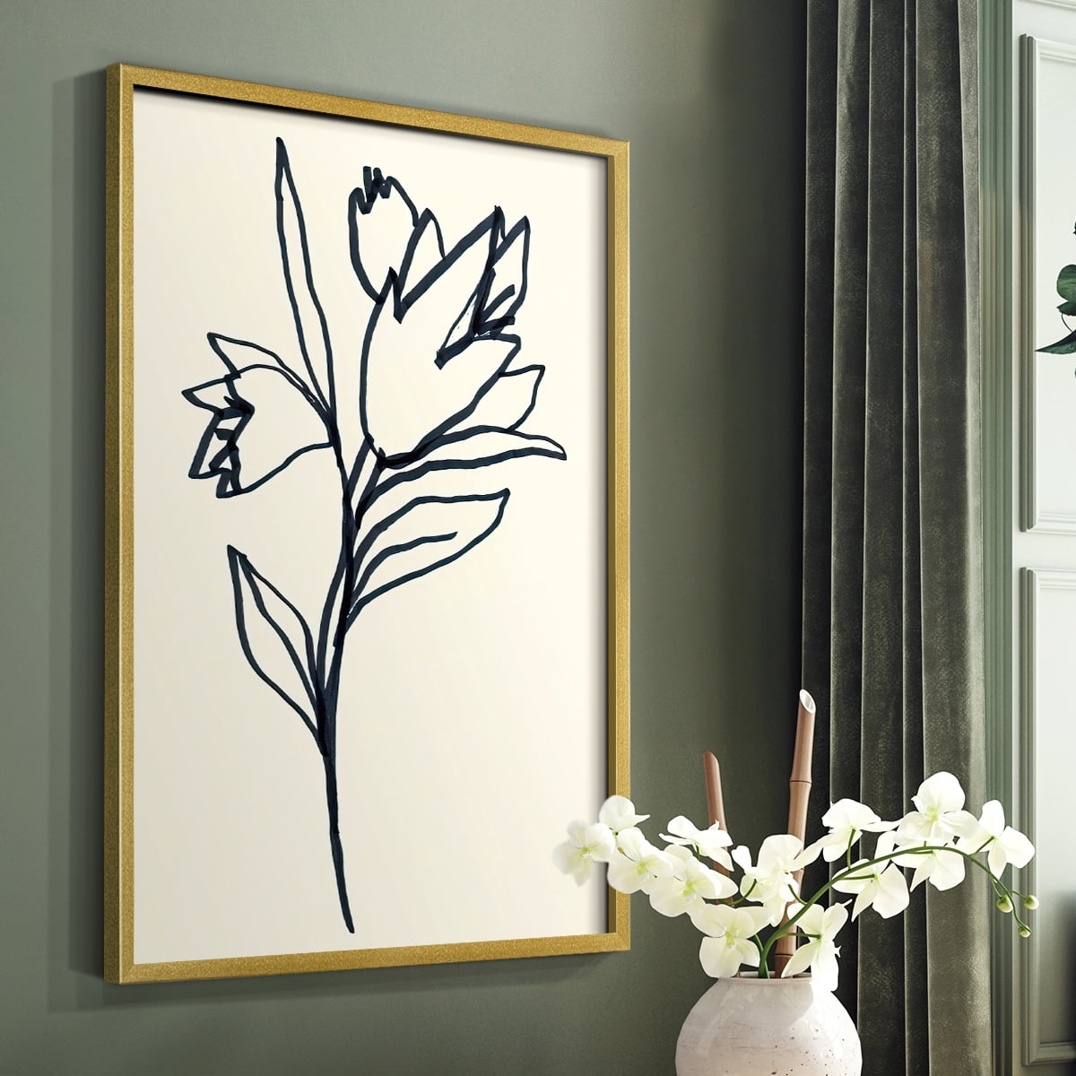 Floral Marker I in Paper Solid Wood 16 x 20 Framed Print