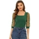 thumbnail image 1 of Blusa Vintage Con Cuello Cuadrado Para Mujer, Ajustada, Semitransparente, Con Mangas Abullonadas De Malla 3/4 Verde Oscuro S, 1 of 5