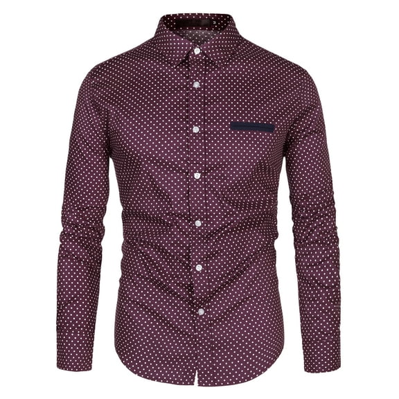 Lars Amadeus Men's Shirts Long Sleeves Button Down Polka Dots Cotton Dress Shirts