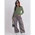 thumbnail image 5 of Luniro Long Sleeve Shirts for Women Boat Neck Tight Fit Going Out Crop Tops Y2k Teens Girls Basic T Shirt, 5 of 8