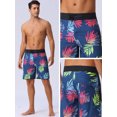 thumbnail image 5 of DARING DIVA Men's Elastic Waist Drawstring Hawaiian Print Athletic Swim Trunks 28 Dark Blue, 5 of 6