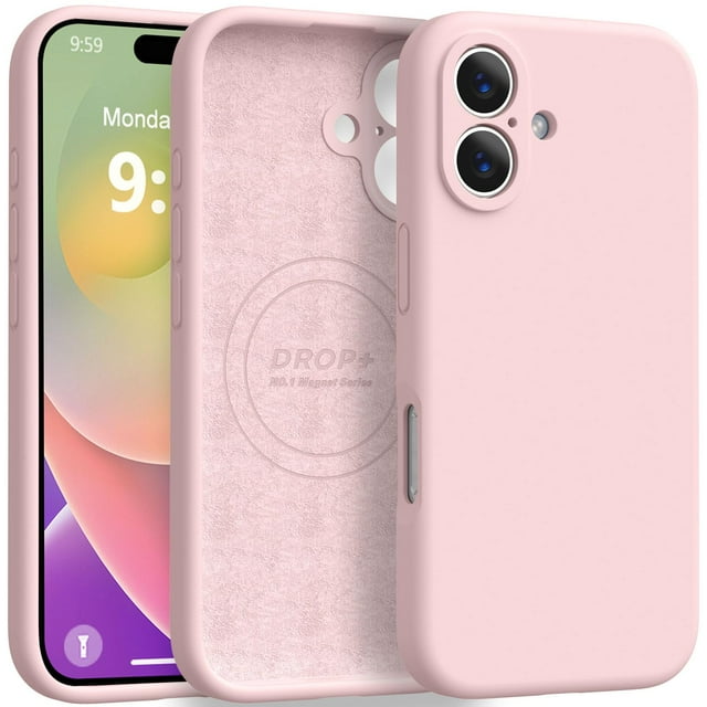 Funda magnética de silicona Ktele para iPhone 16, 6,1 pulgadas, color rosa tiza
