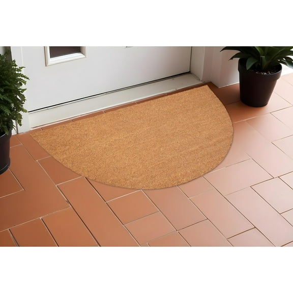 HomeRoots 555275 24 x 36 in. Natural Coir Solid Color Outdoor Semi Circle Door Mat