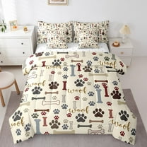 Erosebridal Dog Paw Print Bedding Twin Size,Pet Animal Lover Bed Set,Cute Bone Pattern Bedding Sets Twin Size For Teens,Microfiber Bedroom Decor,7pcs