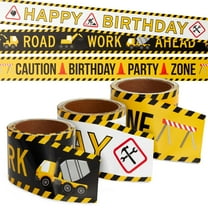 Blue Panda Construction Birthday Party Supplies Tape - 3 Rolls, 3 in x 100 Ft, Black, Yellow & White - Birthday Caution & Construction Tape Roll for Party Decorations