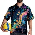 thumbnail image 4 of Note Men's Casual Printed Button Down Short Sleeve Poplin Hawaiian Beach Shirt with Spread Collar Tops, 4 of 6