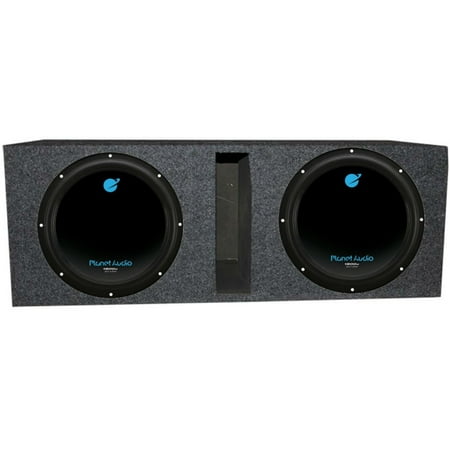 Planet Audio 12" 3600W DVC Subwoofer AC12D (2)+Dual 12" Vented Sub Box Enclosure