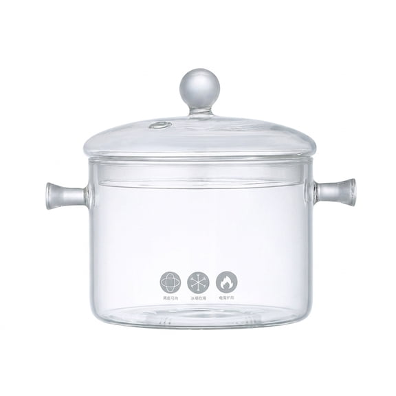 Glass Pots for Cooking on Stove, 1.5L/50oz Glass Cooking Pot with Lid, Heat-Resistant glass simmer pot, Simmer Pot for Stove Potpourri, Saucepan Pot FIts for Cooking, Soup, Milk, Tea