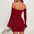 thumbnail image 4 of New Spring/Summer Women's Off-Shoulder Long-Sleeve Slim-Fit Bodycon Sexy Dress, 4 of 4