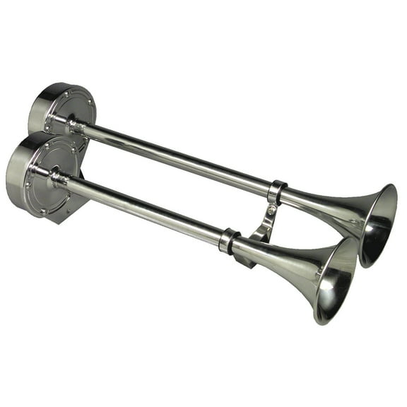 Schmitt & Ongaro Marine 10028 Ongaro Deluxe SS Dual Trumpet Horn - 12V