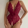 thumbnail image 2 of Eashery Lingerie for Women Halter Teddy Mini Sleepwear Womens Cotton Pajamas Red S, 2 of 5
