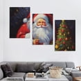 thumbnail image 4 of Nawypu  Santa Portrait Canvas Wall Art Print, Susan Comish Holiday Painting, Santa Claus with Bells and Christmas Tree Artwork,12''x16''X3 Panels, 4 of 4