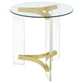 thumbnail image 5 of Janessa Round Glass Top Acrylic Leg End Table Matte Brass, 5 of 9
