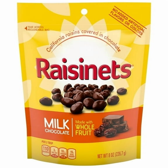 Raisinets, Milk Chocolate Covered California Raisins, Resealable Bag, 8.0 oz pack of 1