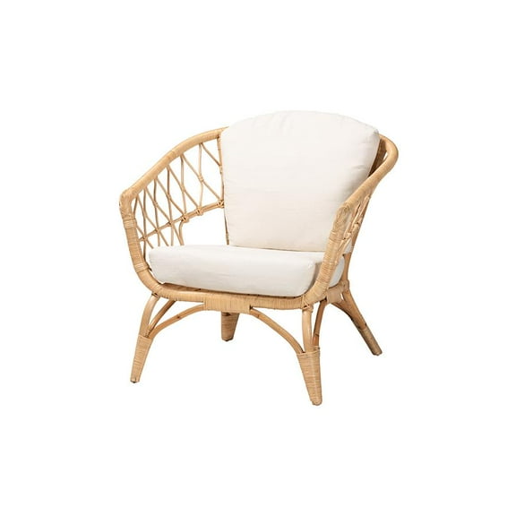 Baxton Studio Feya Modern Bohemian Natural Brown Antique Rattan Armchair