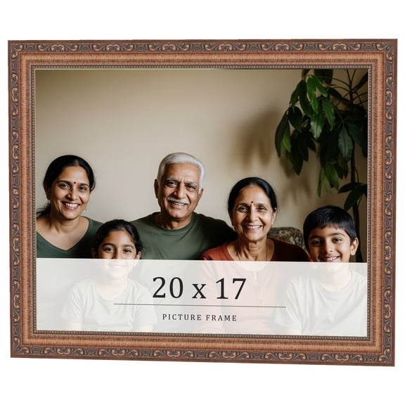 20x17 Frame Gold Solid Wood Picture Frame Width 1.25 Inches, Interior Frame Depth 0.375 Inches,