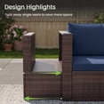 thumbnail image 6 of TECHMILLY 6-Piece Space-Saving Patio Furniture Set, All Weather Brown Wicker Rattan Sectional Sofa with 2 Ottomans, Outdoor Conversation Set for Garden, Backyard, Navy Blue Cushions, 6 of 9