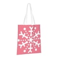 thumbnail image 3 of YFYANG Reusable Cotton Canvas Tote Shopping Bag, Pink Snowflake Pattern Washable Portable Grocery Bag for Daily Travel, 3 of 6