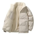 thumbnail image 2 of Timoontee Men's Sherpa Lined Jacket Warm Thickened Winter Coat Casual Comfy Stand Collar Fleece Jacket Coat Full Zip Quilted Outerwear Khaki XXXL, 2 of 9