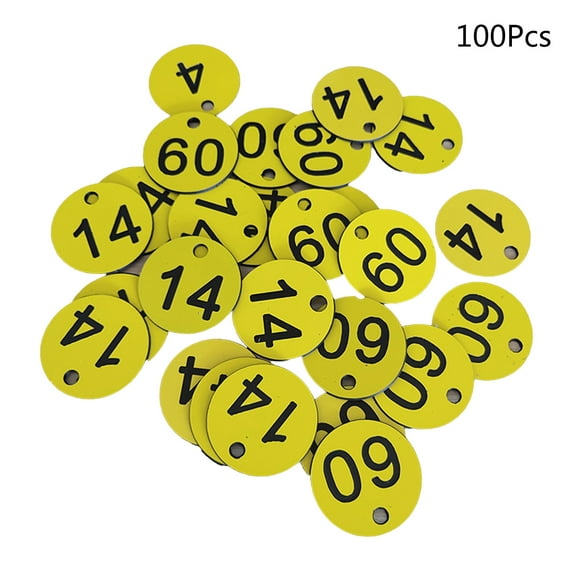 100-Count Plastic ID Number Tags Round ID Number Labels Door for Key Tags 1-100 Colored Number Signs 1.38'' for Live Sal