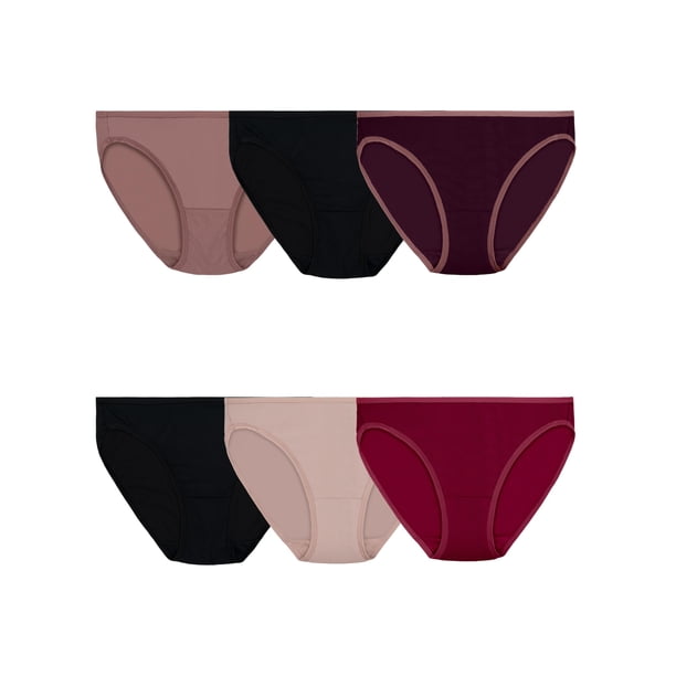 Paquete de 6 Bikinis de Microfibra con Textura de Fruit of the Loom para Mujer