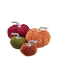thumbnail image 4 of new fall thanksgiving harvest decoration set of four velvet plush slouchy pumpkins, 4 of 6