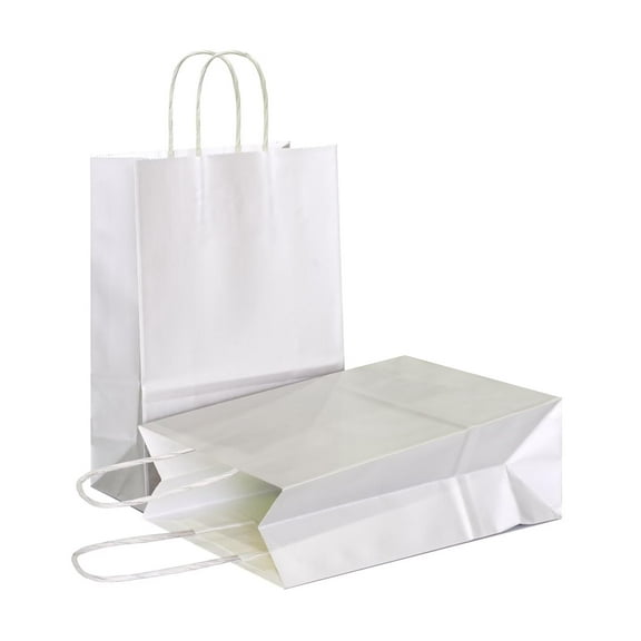 AZOWA Gift Bags Mini Kraft Paper Bags with Handles (4.7 x 2.4 x 6 in, Silver, 12 Pcs)