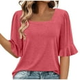 thumbnail image 2 of BSDJILFG Cute Summer Tops for Women Square Neck Tops 1/2 Ruffle Sleeve Shirt Summer Tunic Blouse, 2 of 7