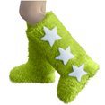 thumbnail image 6 of BLTIBY Women's Faux Fur Boots Winter Comfy Plush Warm Snow Boot Comfortable Furry Knee-High Boots Fuzzy Outdoor Star Printed Flat Shoes Green 42, 6 of 9