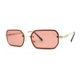 thumbnail image 3 of Luxury Rimless Metal Engraving Frame Thin Rectangle Sunglasses Gold Burgundy, 3 of 5