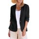 thumbnail image 1 of Chaqueta de Trabajo Informal Ligera para Mujer, con Solapa, Mangas Cuartos, Plisada Elástica, Forrada y Bolsillos Negro XXL, 1 of 9