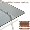 thumbnail image 4 of Modern Rectangle Coffee Table with Gray Tempered Glass Top and White Metal Legs for Living Room Elegance, 4 of 9