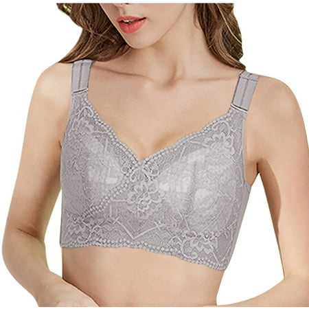 Tumotour Full Coverage Bras For Women Adjustable Strap Lace Pattern Traceless Without Steel Ring Gathering Push Up Nursing Bra Integrated Fixed Chest Pad Fitness Small Soft Breathable Seamless Bra