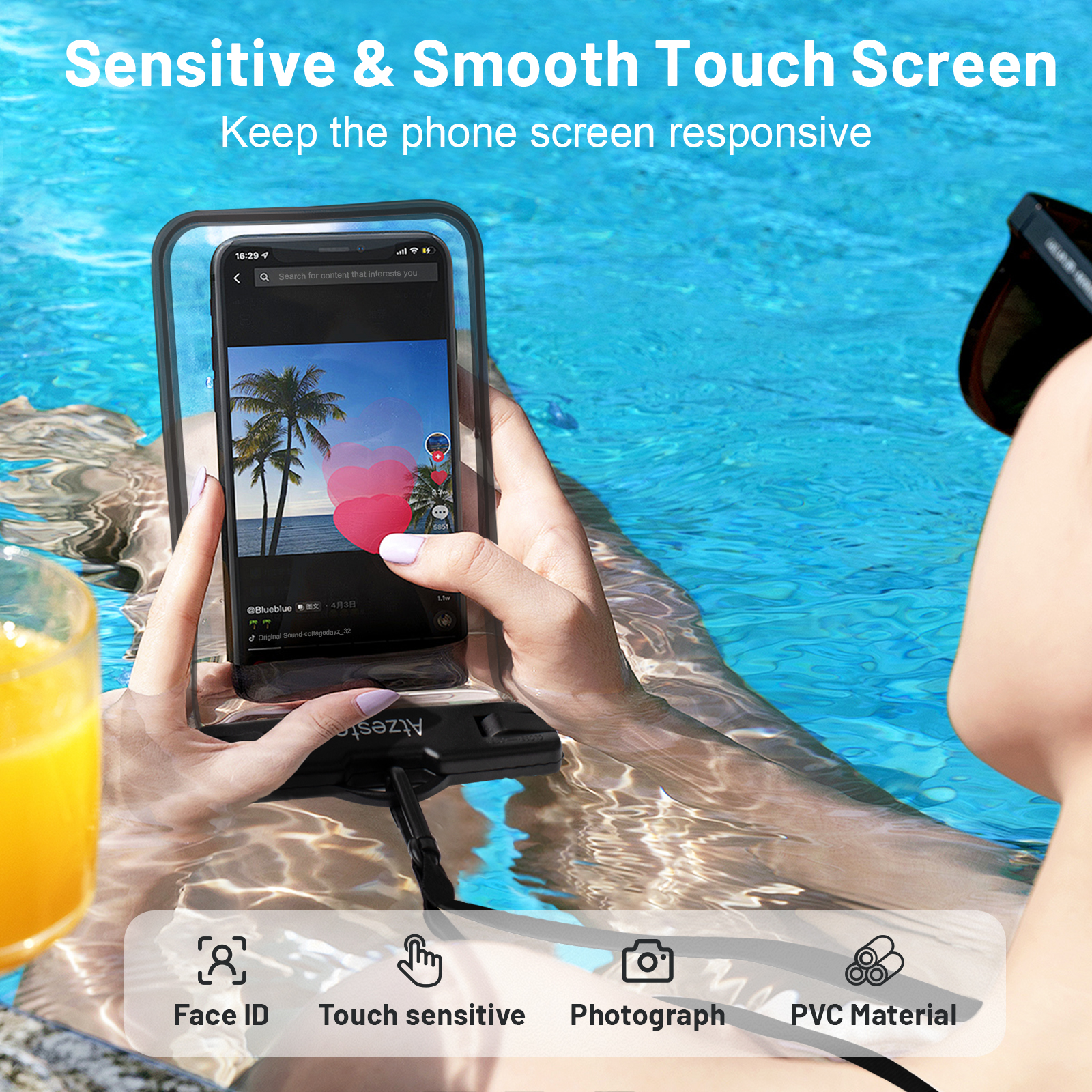 Atzeste 2-Pack Waterproof Phone Pouch IPX8 Black photo 8