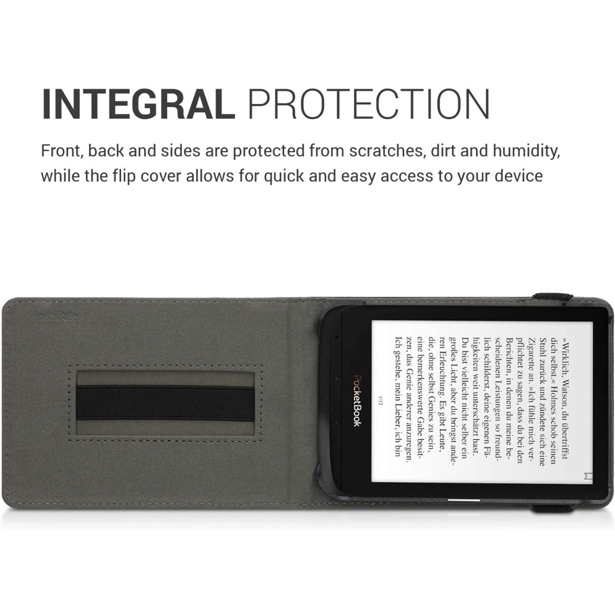 Kwmobile Cover For Pocketbook Touch Lux 4 Basic Lux 2 Touch Hd 3 Pu Leather E Reader Case With Built In Hand Strap Walmart Canada